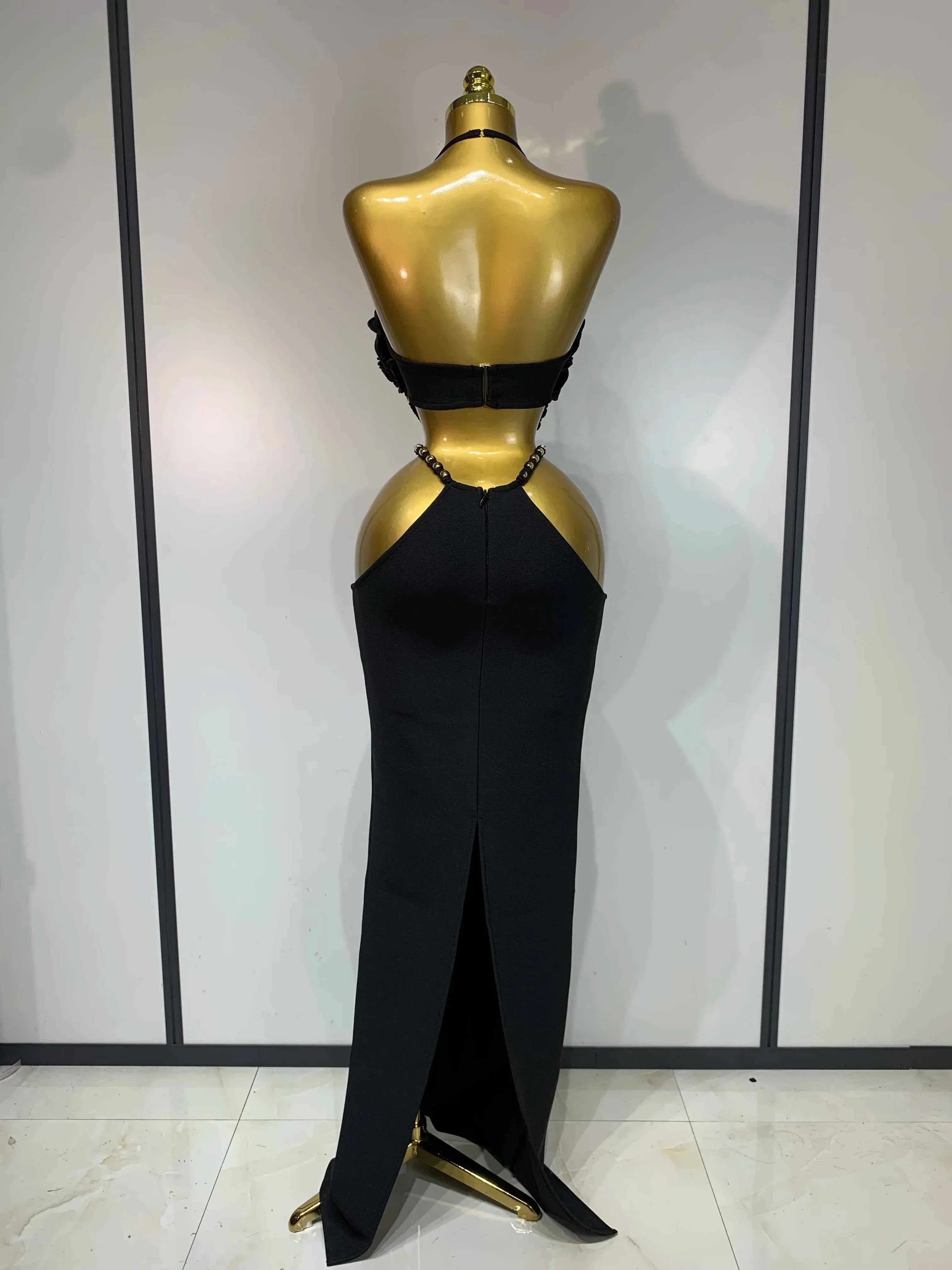 Blanca Halter Backless Maxi Long Bodycon Bandage Dress