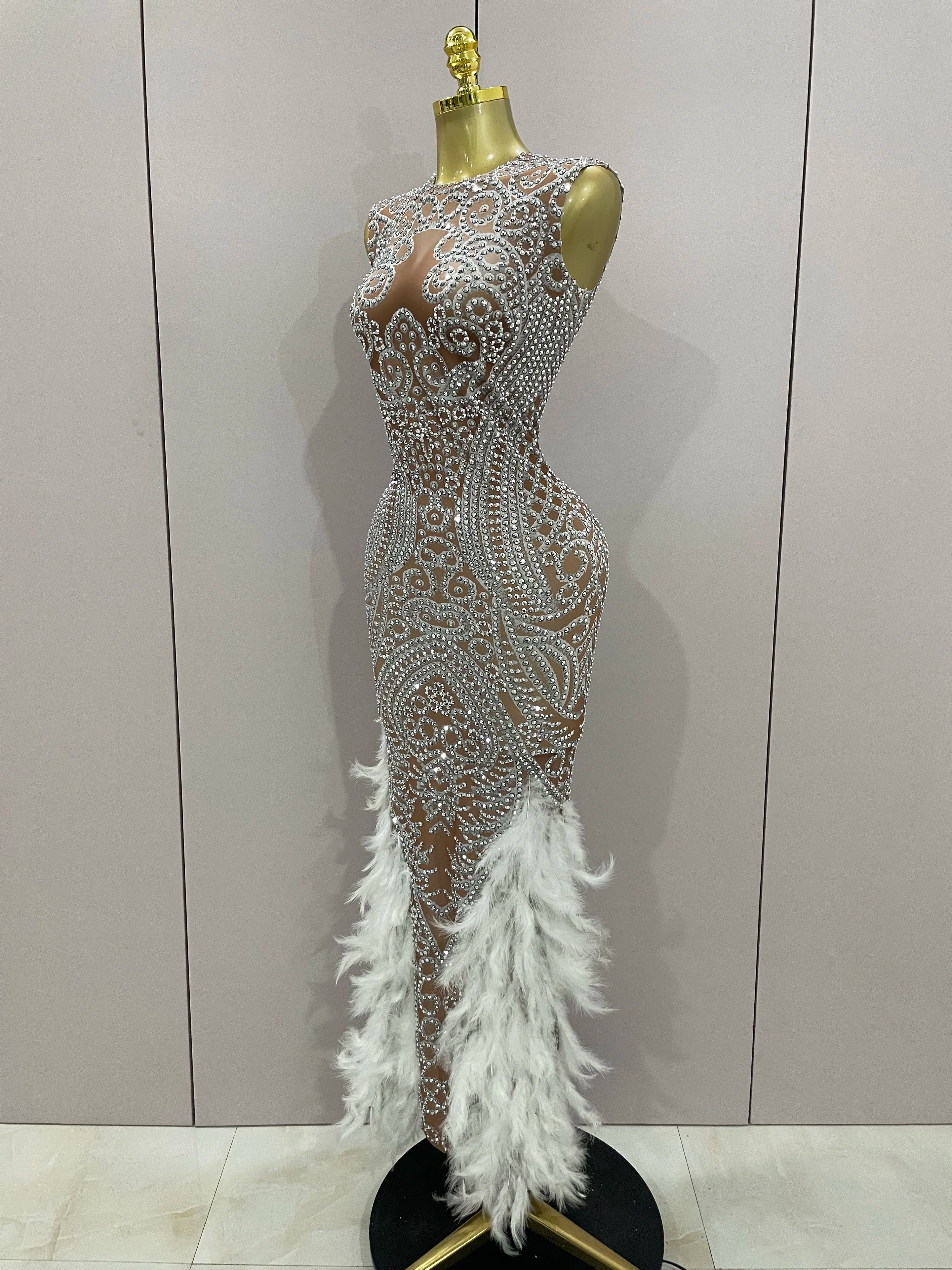 Ari Feather Evening Dress