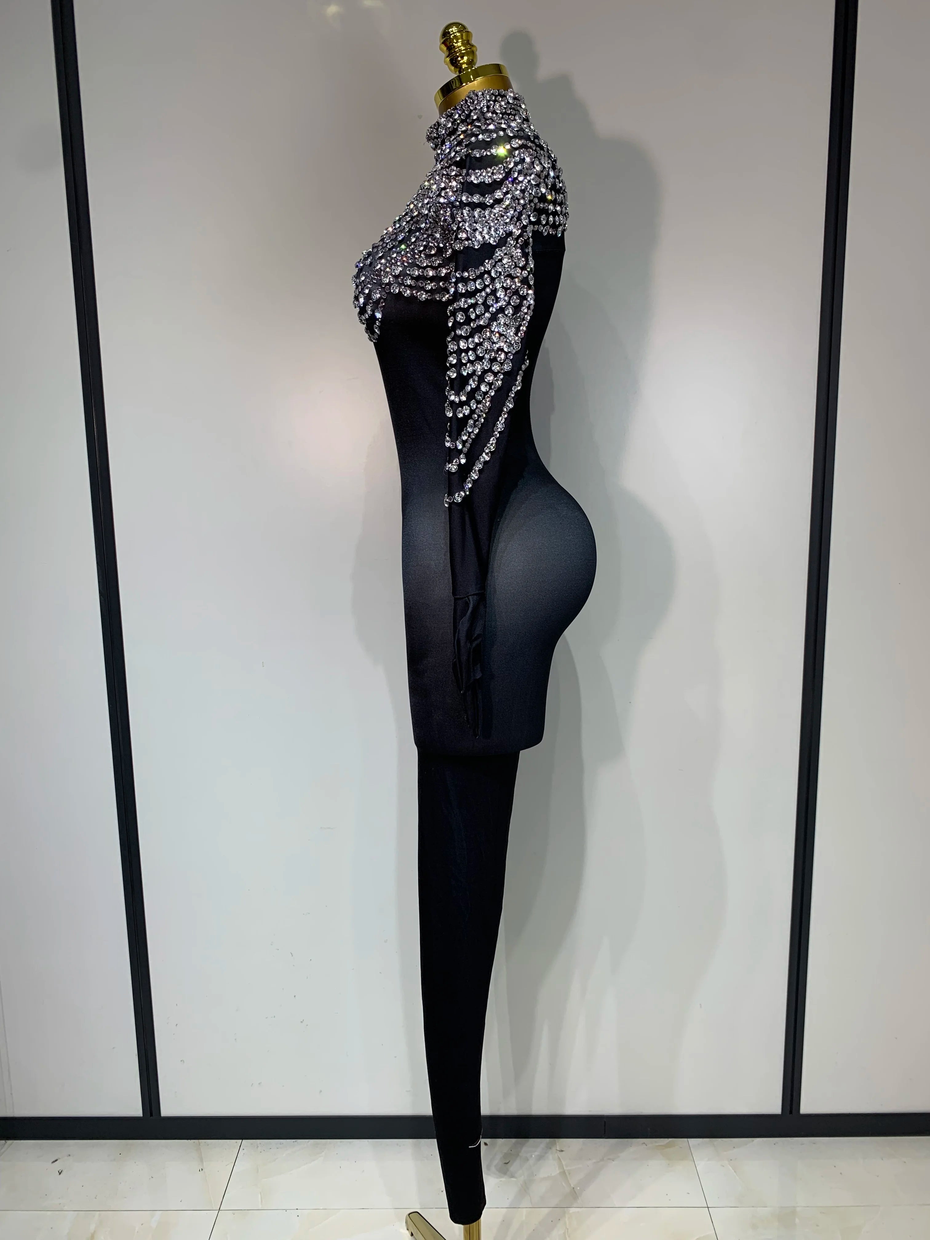 Audre Luxury Rhinestone Stretch Jumpsuit