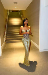 Gold Sparkly Sweetheart Long Dress