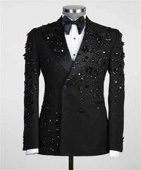 Embellished Double-Breasted Showpiece Suit and Pants | Luxury 2-Piece Men's Set
