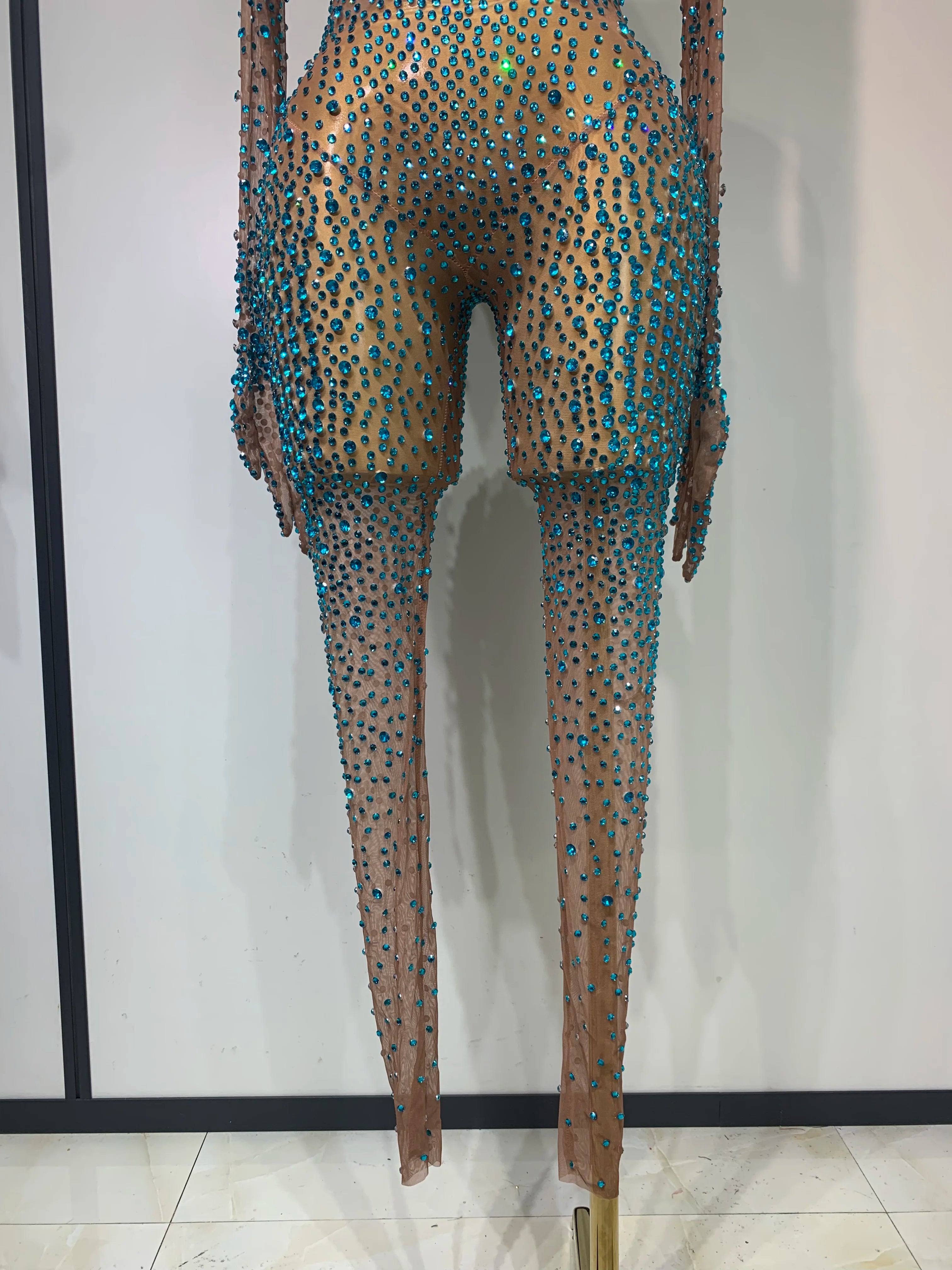 Brooke Luxury Rhinestones See Through Bodycon Jumpsuit