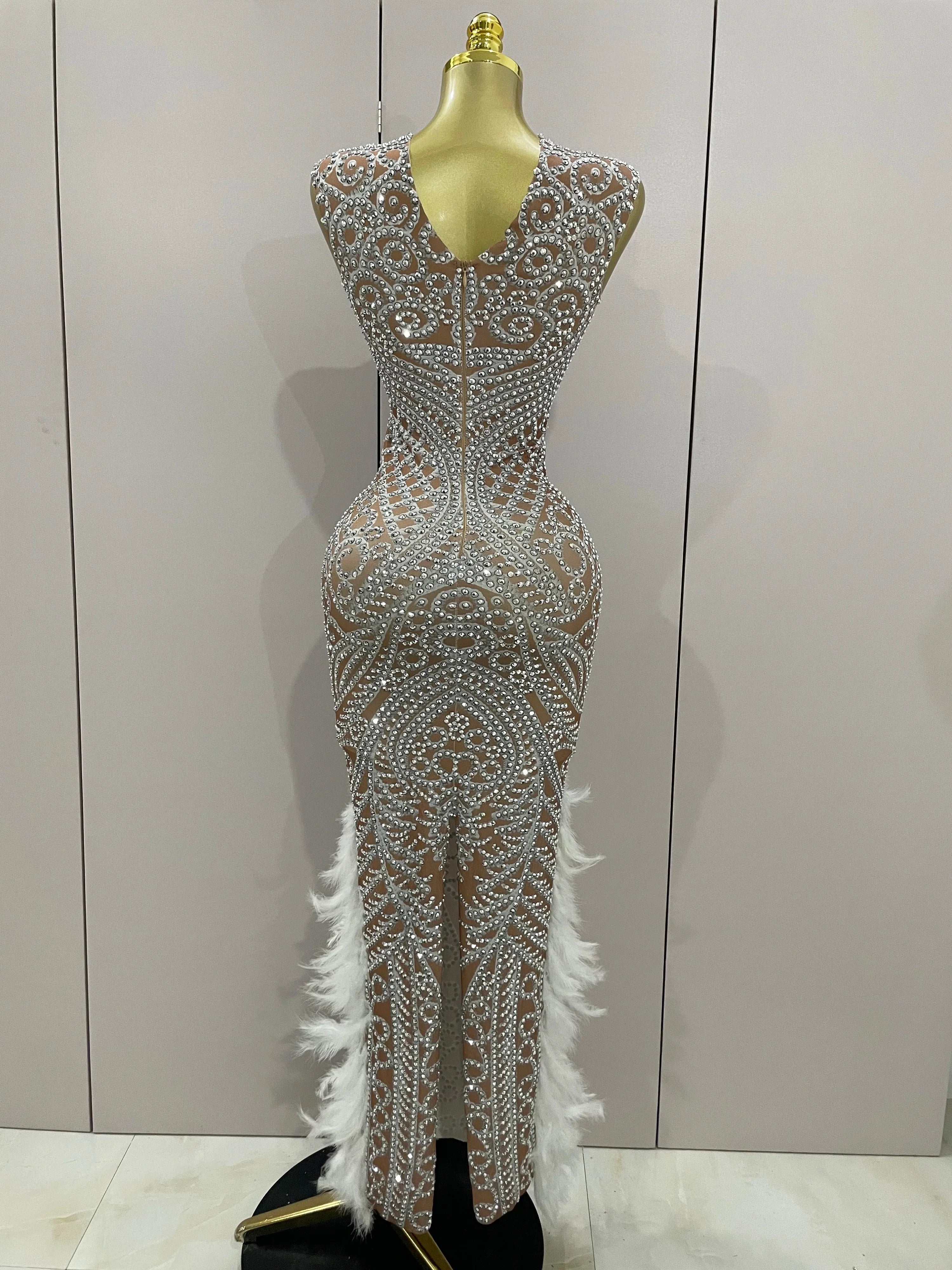 Ari Feather Evening Dress