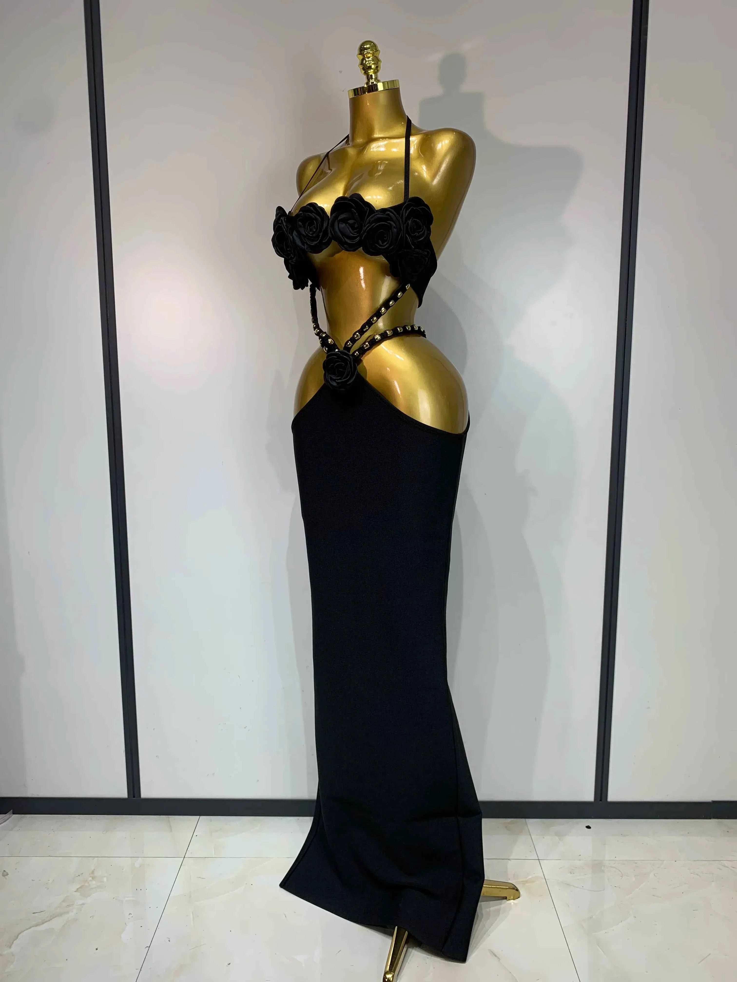 Blanca Halter Backless Maxi Long Bodycon Bandage Dress