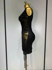 Genesis Sparkly Rhinestone Bodycon Mesh Dress