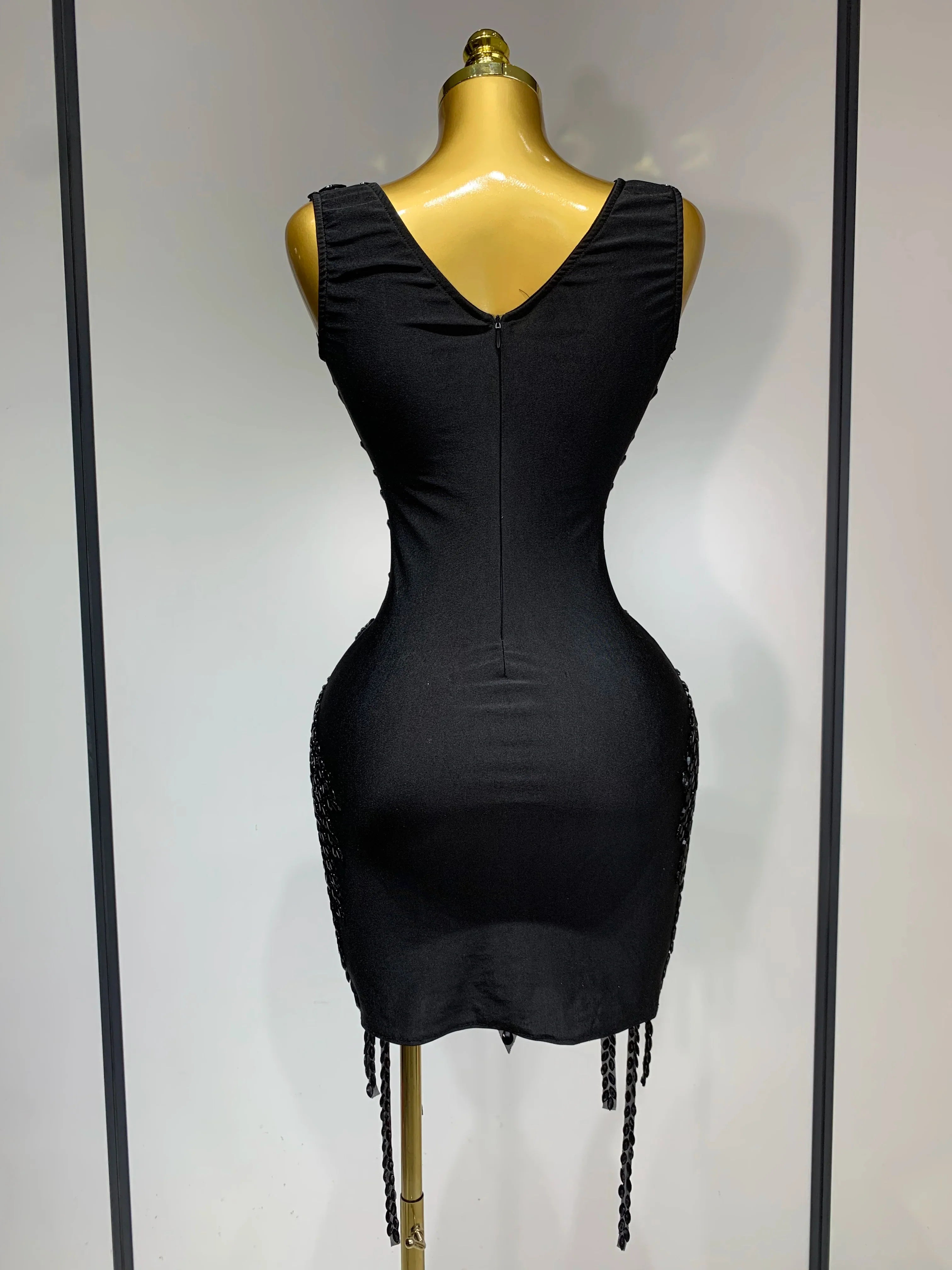Genesis Sparkly Rhinestone Bodycon Mesh Dress