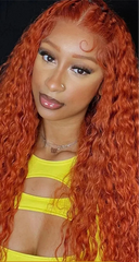Ginger Water Wave Human Hair Wig – 30/28 Inch 13x6 Lace Front 200% Density 350# Colored Wig