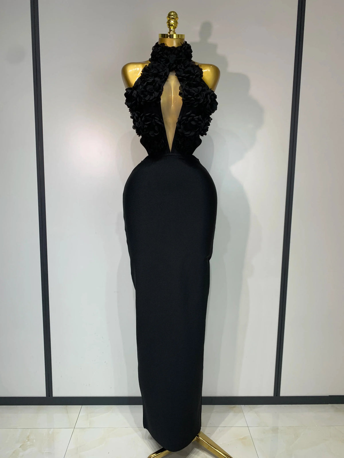 Alana Halter Red Flower Cutout Bandage Bodycon Party Dress