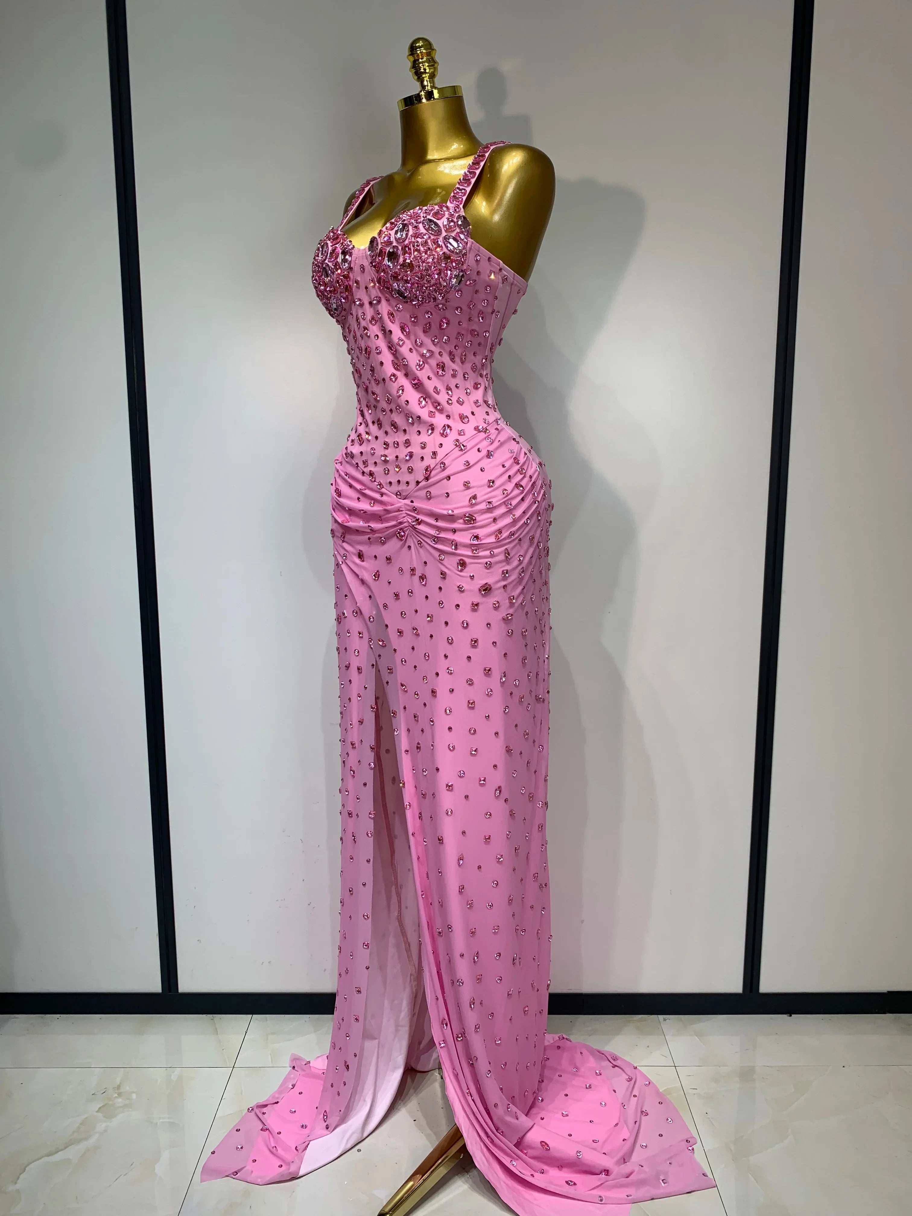 Billie Sparkly Pink Crystal Maxi Dress