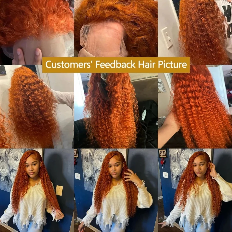 Ginger Water Wave Human Hair Wig – 30/28 Inch 13x6 Lace Front 200% Density 350# Colored Wig