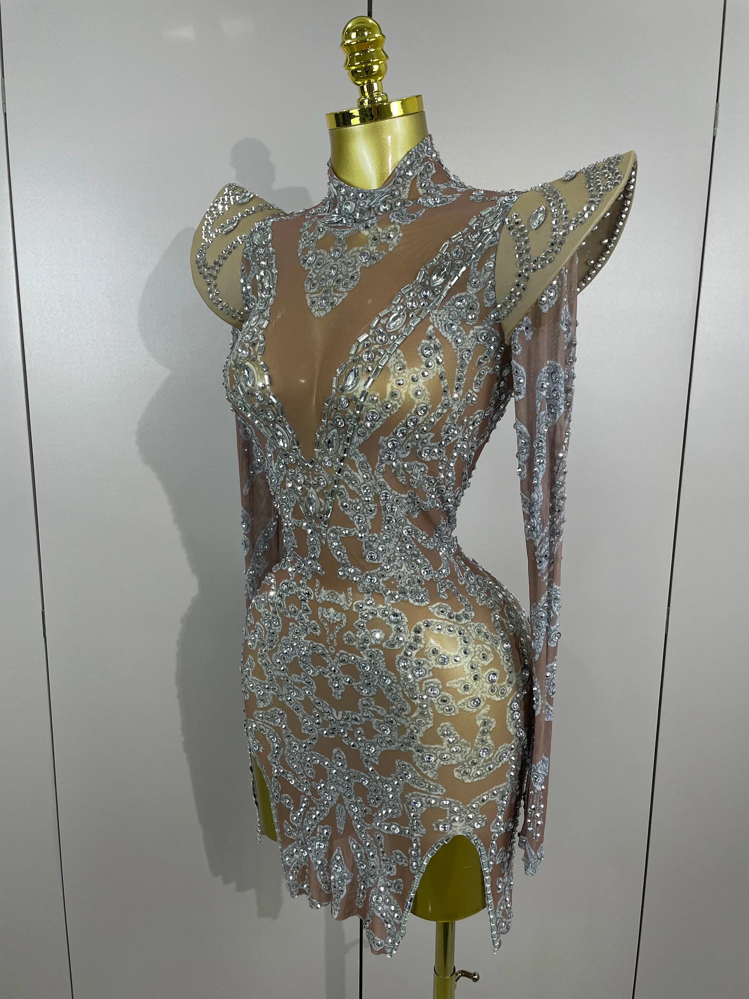Camila Diamond High Shoulder Mini Dress