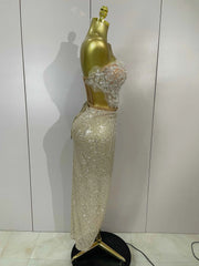 Ayveen Sexy Two-Piece Strapless Sparkling Birthday Dress
