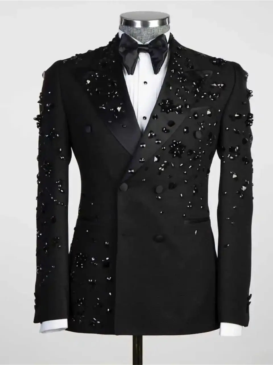 Embellished Double-Breasted Showpiece Suit and Pants | Luxury 2-Piece Men's Set