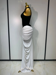 Camille Patchwork Sleeveless Ruched Bodycon Maxi Dress