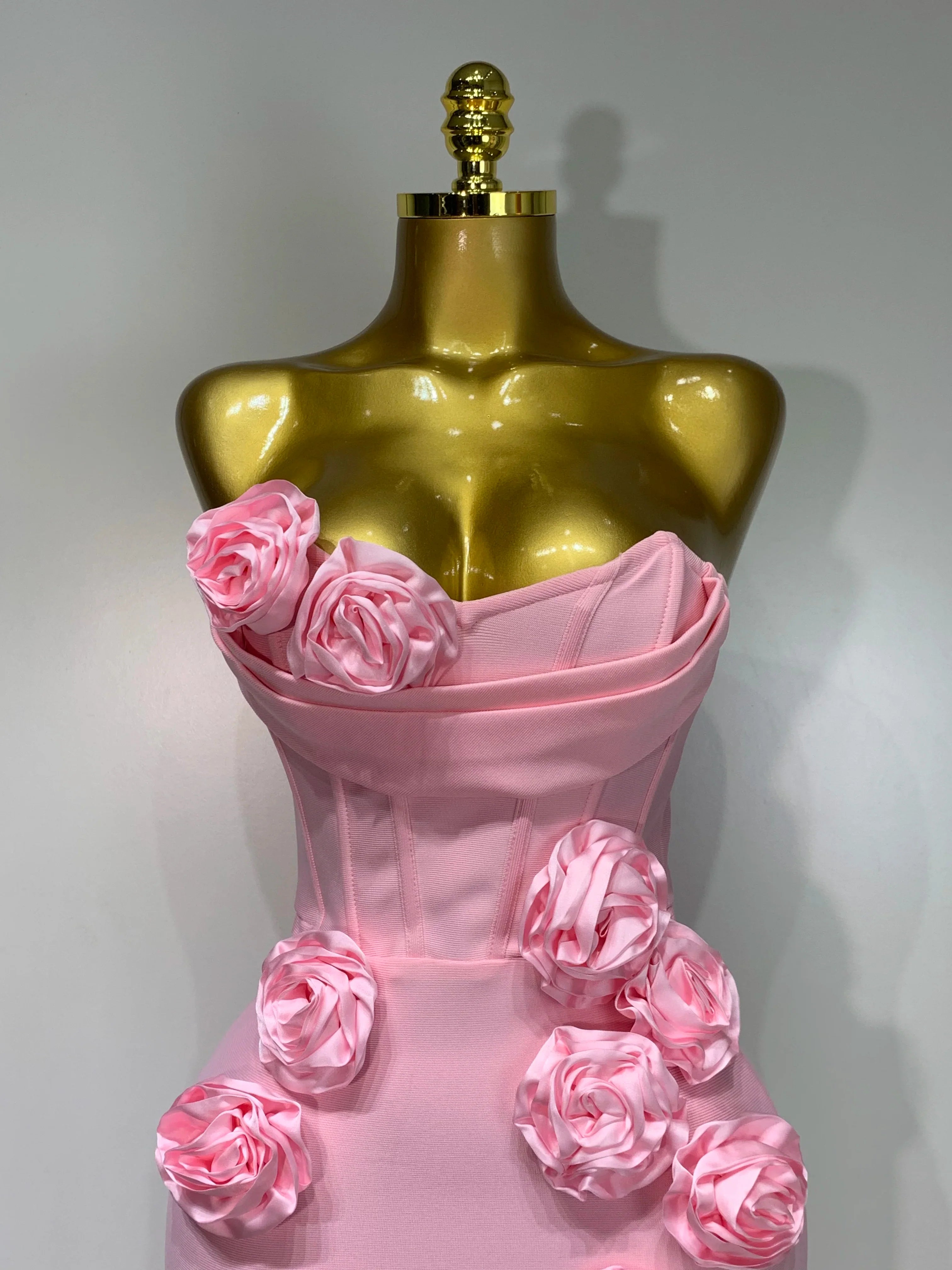 Emilia Strapless Backless Flower Maxi Bodycon Dress