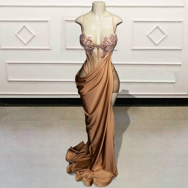 Glitter Beaded Crystal Sexy Birthday Dress
