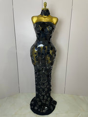 Alana Sparkly Pearl Sequin Backless Evening Dress