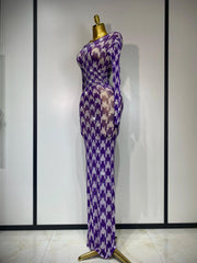 Denise Sparkly Rhinestone Mesh See-Through Dress