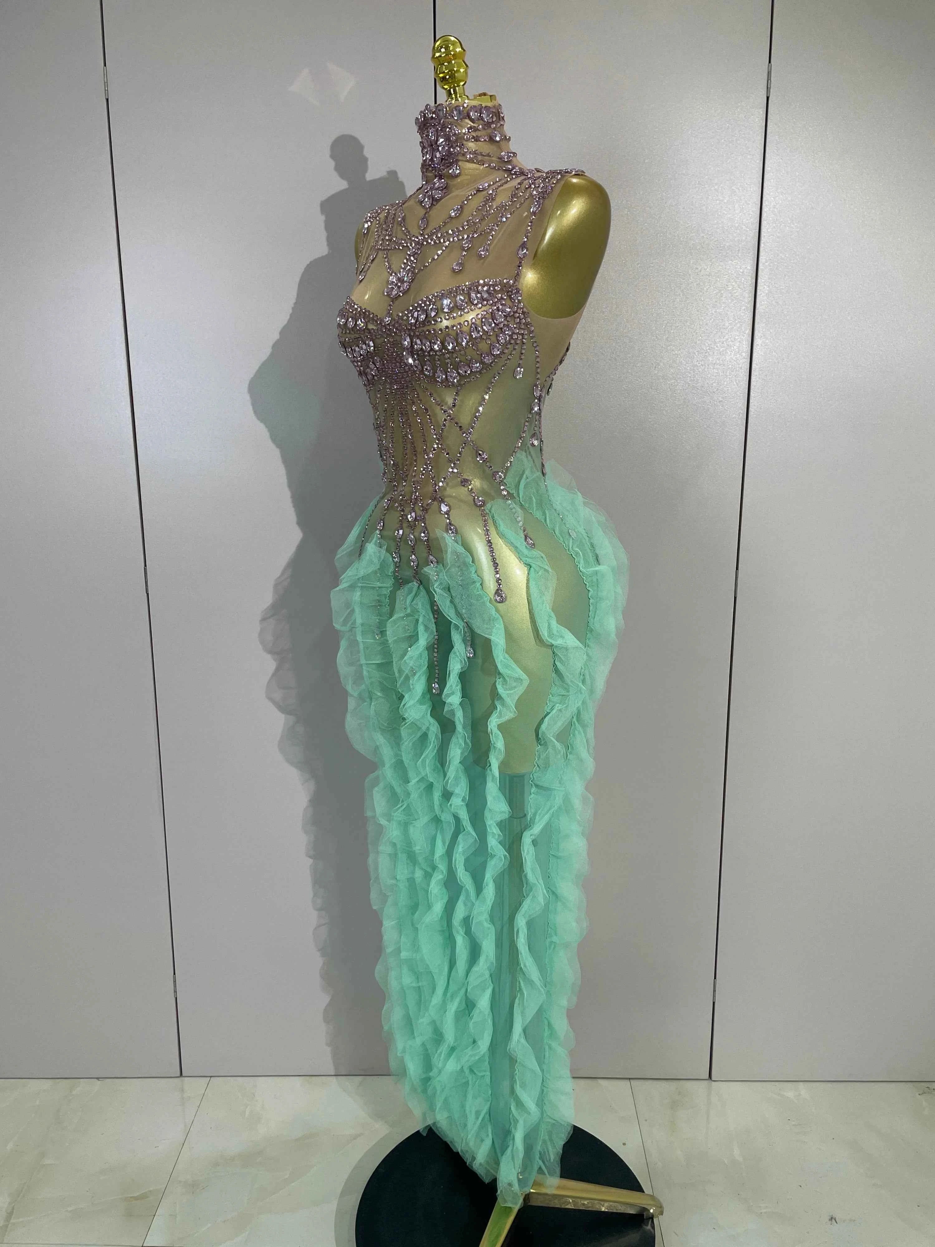 Faith Turtleneck Appliqué Mesh Ruffle Maxi Dress