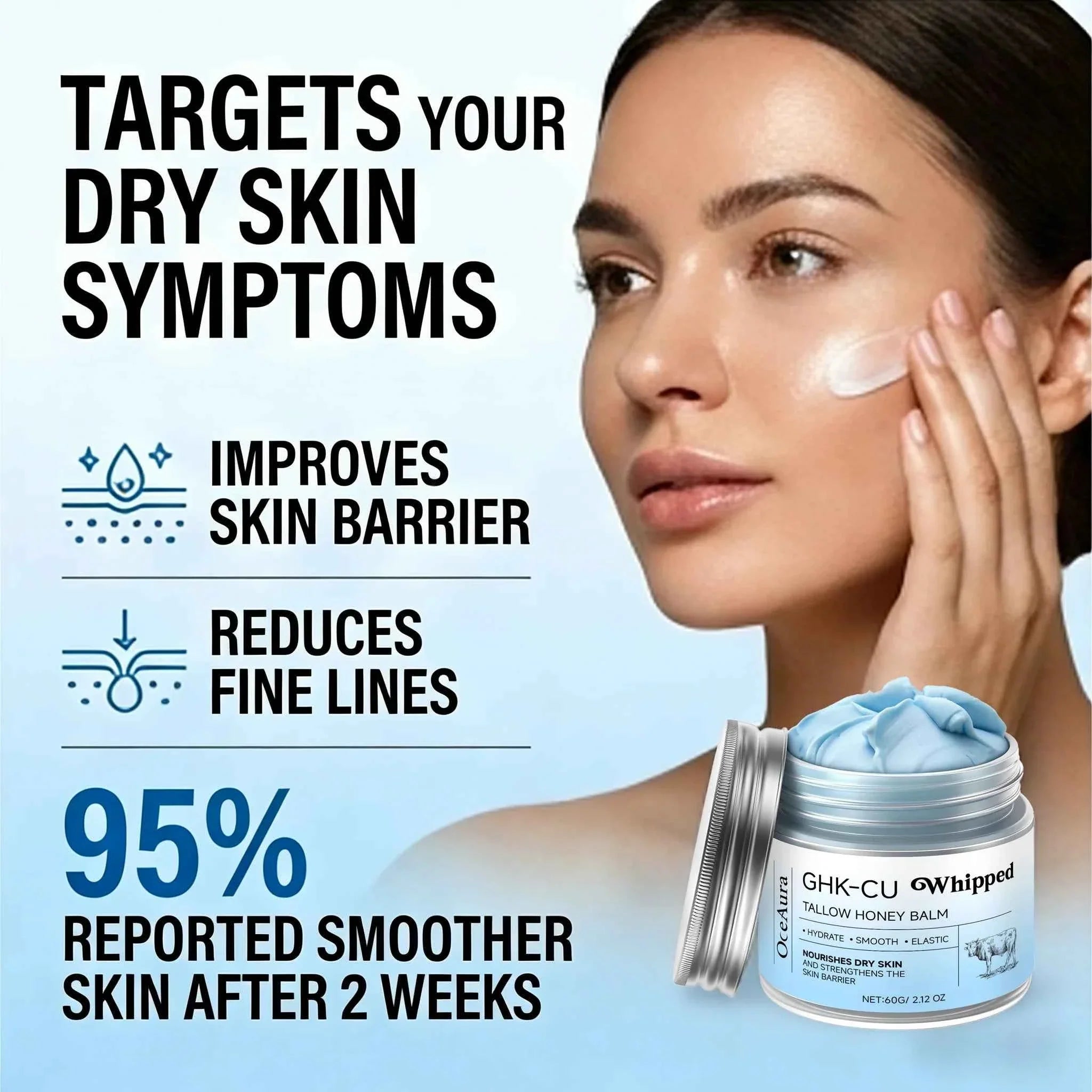 Copper Peptides PDRN GHK-Cu Beef Tallow for Skin Blue Balm Manuka Honey Face and Body Moisturizer Mature Dry & Sensitive Skin