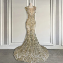 Golden Sequin Luxury Mermaid Prom Dress
