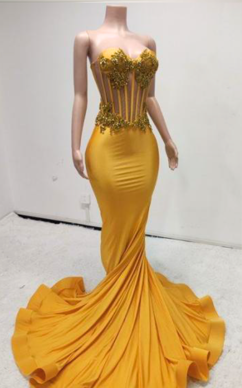 Eden Mermaid Prom Dress with Sheer Beaded Corset