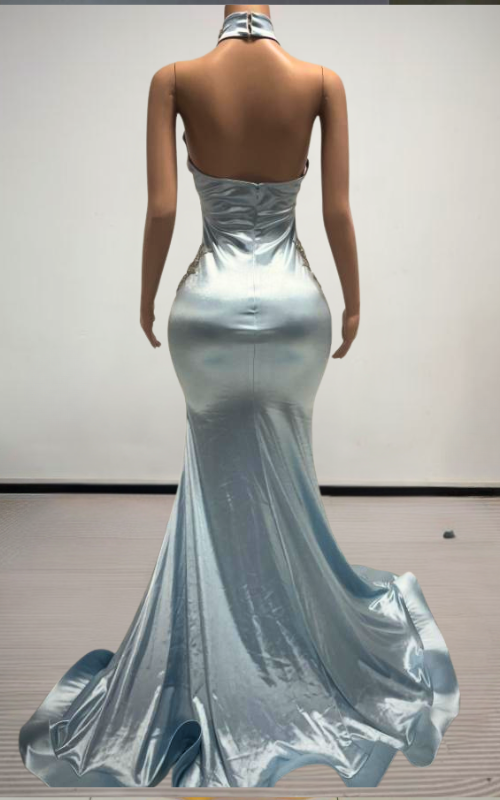 Alexi Exquisite Sparkly Crystal Satin Mermaid Prom Dress