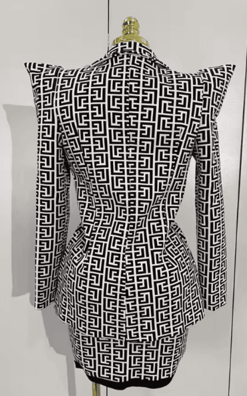 Gabriella Jacquard Long Sleeve Coat and Strapless Bodycon Bandage Mini Dress Set