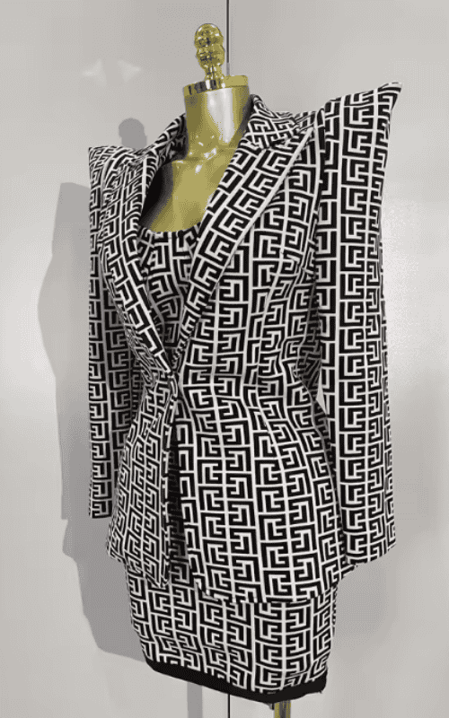 Gabriella Jacquard Long Sleeve Coat and Strapless Bodycon Bandage Mini Dress Set