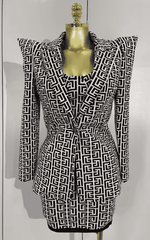 Gabriella Jacquard Long Sleeve Coat and Strapless Bodycon Bandage Mini Dress Set
