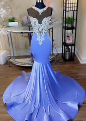Elegant Sleeveless Mermaid Prom Dress with Silver Embroidery