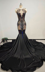 Black Sheer Illusion Bodice Mermaid Prom Dress With Intricate Beaded Filigree