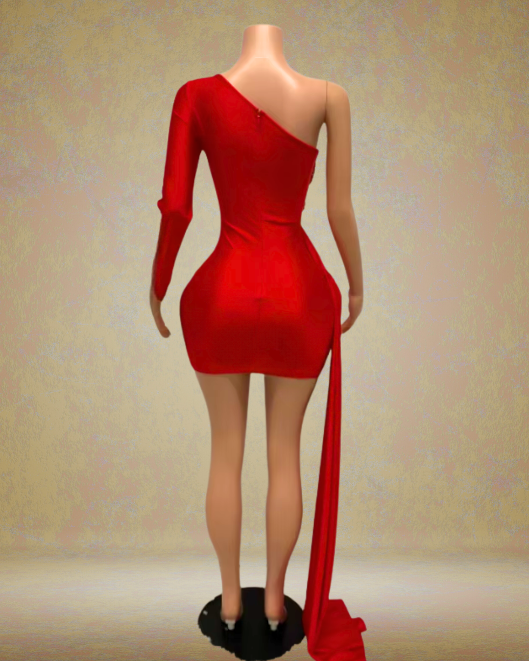 Denise One Shoulder Long Sleeve Rhinestone Birthday Dress - Ready to Ship