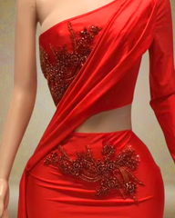 Denise One Shoulder Long Sleeve Rhinestone Birthday Dress - Ready to Ship