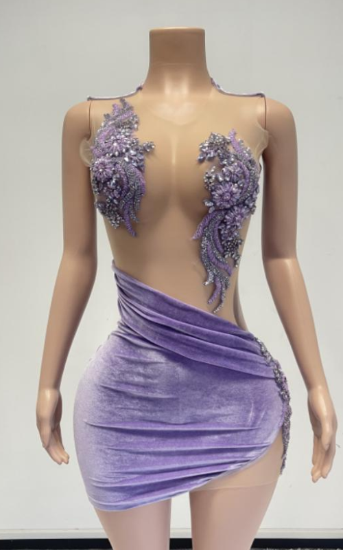 Brandy Sexy See-Through Sparkly Beaded Birthday Party Dress - Ready to Ship