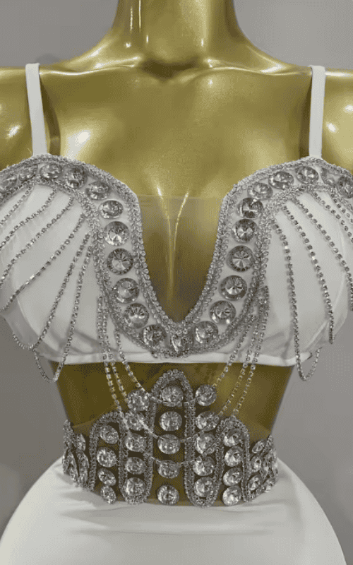 Glenda Luxury Shiny Diamond Chain Sleeveless Bodycon Mini Dress