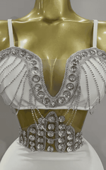 Glenda Luxury Shiny Diamond Chain Sleeveless Bodycon Mini Dress