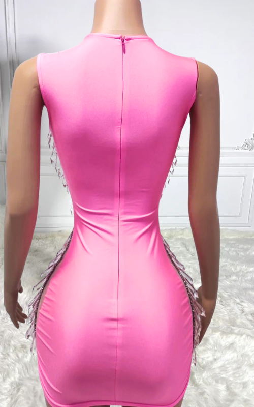 Dana Sexy Sparkly Water Drop Mesh Crystal Party Dress