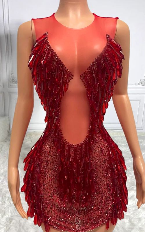 Dana Sparkly Water Drop Mesh Crystal Party Dress - Ready to Ship