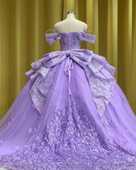Fairytale Lilac Quinceañera Ball Gown with Glitter Ruffles