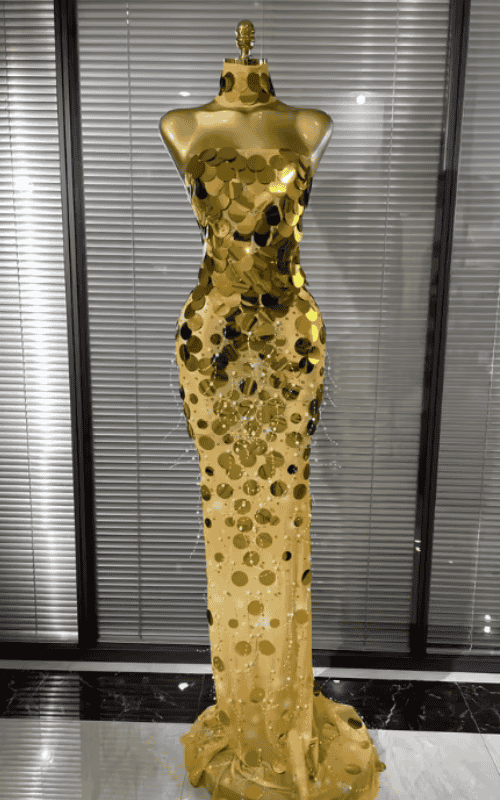 Elise Strapless Sequin Sheer Mesh Bodycon Mermaid Long Dress