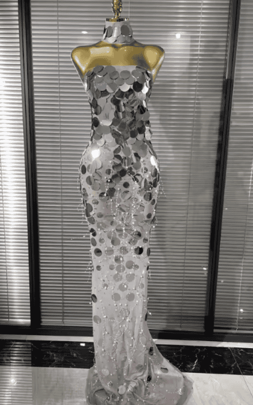 Elise Strapless Sequin Sheer Mesh Bodycon Mermaid Long Dress