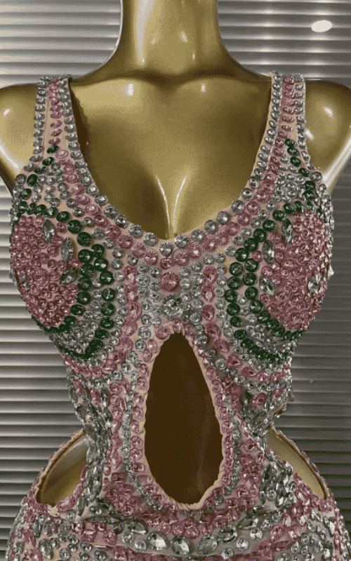 Emilia Sparkly Crystal Diamond Sleeveless V Neck Bodycon Bodysuit