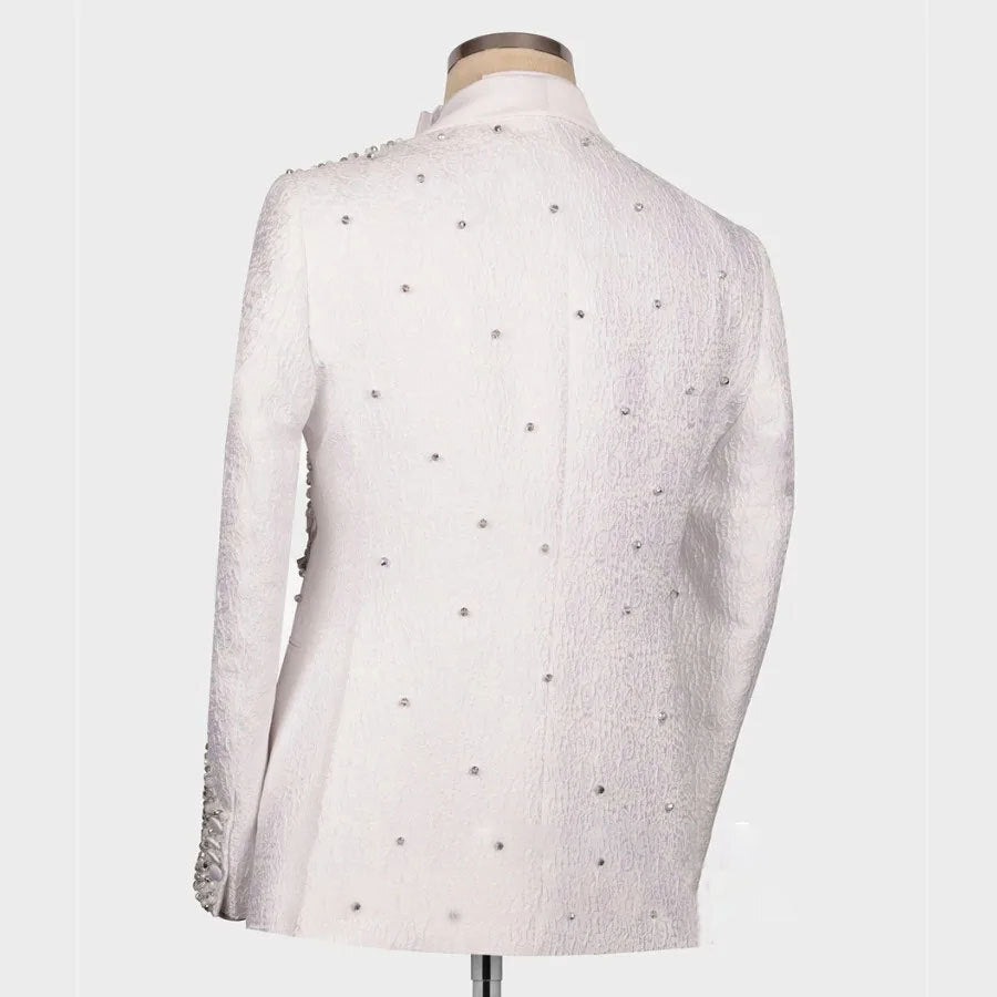 Elegant Sparkly Crystal Men Suits 2 Pieces Jacquard
