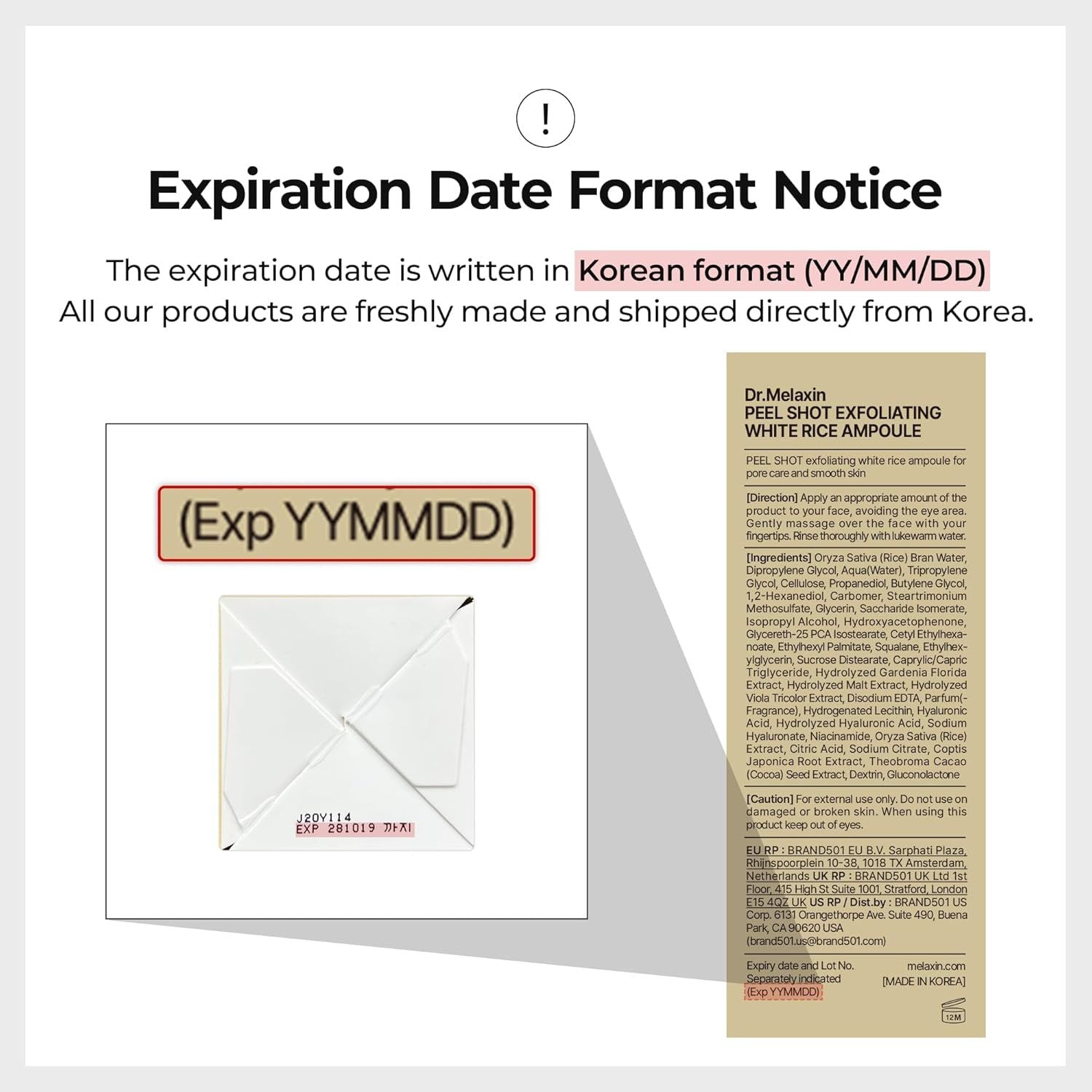 Dr.Melaxin Peel Shot Glow White Rice Peeling Ampoule 80ml, Dead Skin Gentle Exfoliating Ampoule with Rice Water Extract, AHA BHA, Niacinamide, Daily Skin Texture Care, All Skin Types, Korean Skincare