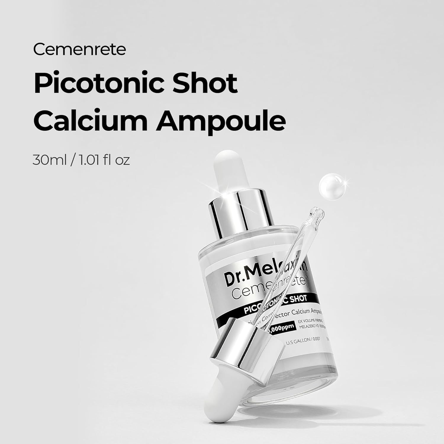 Dr.Melaxin Cemenrete Picotonic Shot Calcium Serum for Firming Density collagen serum Even Skin Tone & Skin Clarity Anti-aging Dark spot care 1.01 fl.oz.