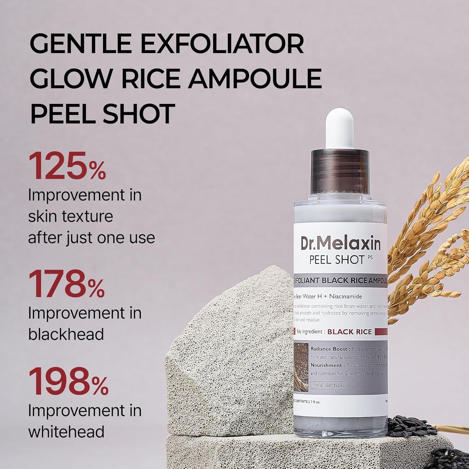 Dr.Melaxin body & face peel shot duo glow black rice peeling ampoule kojic acid & turmeric spray