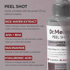 Dr.Melaxin Peel Shot Glow Black Rice Peeling Ampoule 80ml, Dead Skin Gentle Exfoliating Ampoule with Rice Water Extract, AHA BHA, Niacinamide, Daily Skin Texture Care, All Skin Types, Korean Skincare