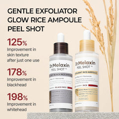 Dr.Melaxin Peel Shot Glow Rice Peeling Ampoule Duo Daily Soft Exfoliating Face and Body Scrub Dead Skin Cells Blackhead Remover for All Skin Types korean skin care