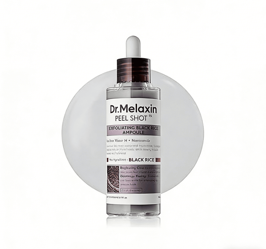 Dr.Melaxin Peel Shot Glow Black Rice Peeling Ampoule 80ml, Dead Skin Gentle Exfoliating Ampoule with Rice Water Extract, AHA BHA, Niacinamide, Daily Skin Texture Care, All Skin Types, Korean Skincare